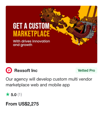 Rexsoft Inc · Vetted Pro · agencia · 5.0★ · From US$2,275 — Fiverr 14-may-2026